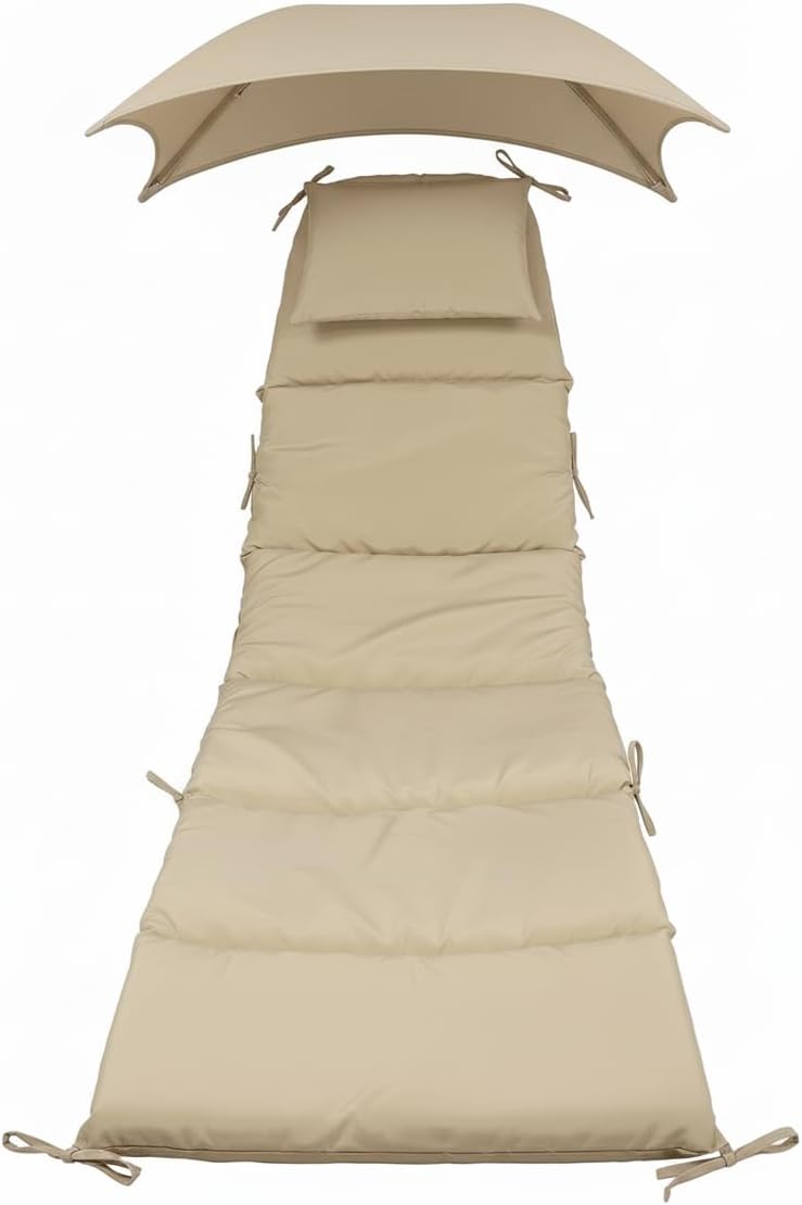 Weatherproof Replacement Cushion Pad and Umbrella for Hanging Lounge Chair Outdoor Chaise Hanging Hammock Chair - Long-Lasting, Fade-Resistant, Quick-Dry, Outdoor Lounge Replacement Set (Beige-) 6 413I5LuZNJL. AC SL1152