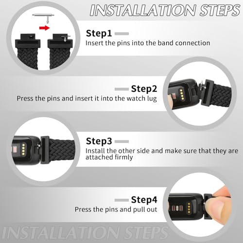 KIBDSNG Adjustable Braided Watch Strap Compatible with Fitbit Inspire 3/Inspire 2/Inspire HR/Inspire/Ace 3/Ace 2, Nylon Elastic Sport Loop Replacement Wristband for Women Men - Image 6