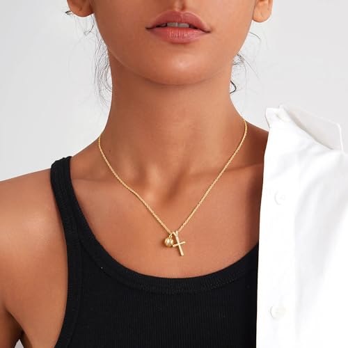 Turandoss Ball Sports Cross Necklace for Women | 14K Gold Plated, Soccer, Football, Basketball, Baseball, Volleyball, Tennis, Softball Pendant Choker Necklaces Jewelry - image 2