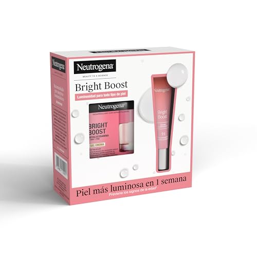 Neutrogena Rutina Bright Boost, pack con Gel Crema facial (50 ml) y Sérum Iluminador (30 ml), set de cuidado antiedad con neoglucosamina, rutina para una piel luminosa