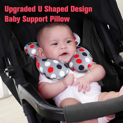 Image of KAKIBLIN Baby Travel Pillow, Upgraded Baby Neck Pillows for Car Seat, Infant Neck Support Pillow for Head and Neck,Newborn Head Support for Car Seat,Pushchair