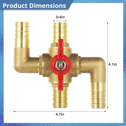 Yeesport MM603KRF5210MVS 4-Way Automobile Heating Water Valve, 3/4-Inch Brass Automotive Integrated Manual Control Valve, Heater Core Bypass Fitting, Car Heater Air Conditioning Ball Valve thumb #4