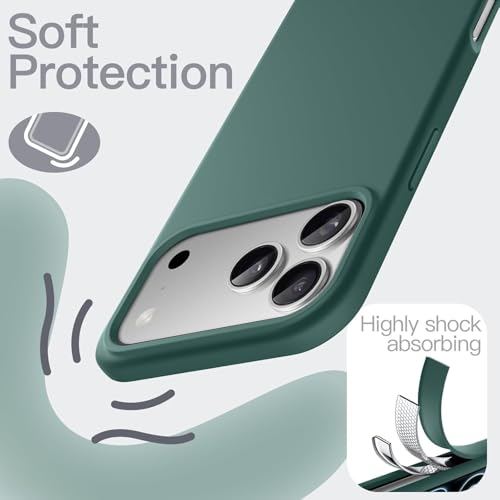 Image of Silicone Case for iPhone 17 Pro Max 6.9-Inch, Silky-Soft Touch Full-Body Protective Phone Case, Shockproof Back Cover for iPhone 17 Pro Max (Pine Green)