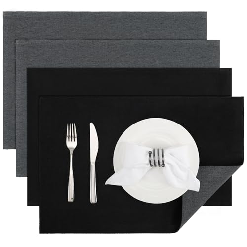 Banchif Platzsets Leinenimitat Tischsets Abwaschbar Tischsets Doppelseitigen Platzsets Stoff Platzdecken maschinenwaschbar 30 x 45 cm