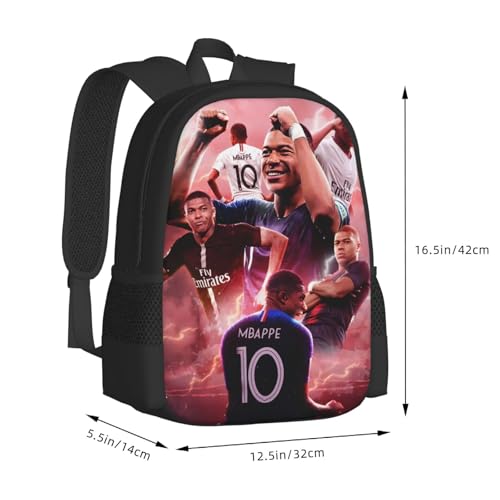#7 Mbappe #10 Adult Simplicity Backpacks Bag Laptop Bag Bookbag Backpack 16.5 Inch For Daily, Black3