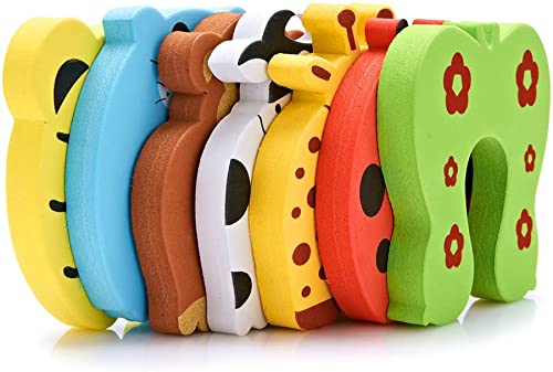 Image of Cartoon Animal Door Stopper Cushion Decorative Holder Lock Safety Cute Pattern Guard Finger Protection for Children Kids and Baby (Random, Pack of 7).