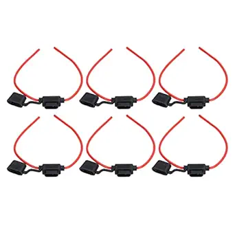 Jaerb Inline Fuse Holder Kit, 10Set Inline Fuse Holder Each Side 150mm Oxygen Free Copper Wire for Electrical Equipment (12AWG, 30A)