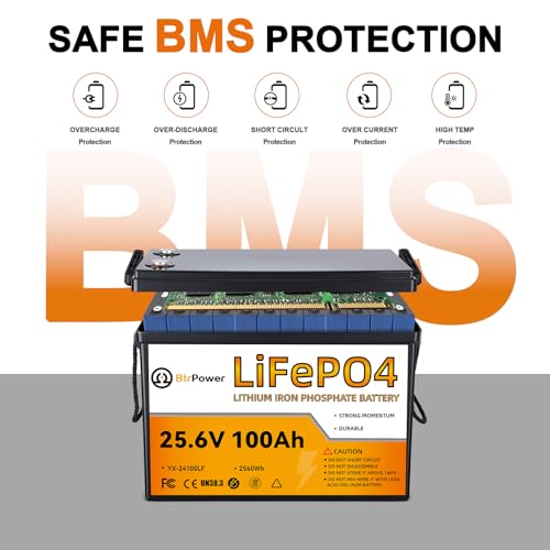 Image of 2 Pack 24V 100Ah LiFePO4 Battery, Built-in 100A BMS,2560Wh Lithium Battery,4000-15000 Deep Cycles & 10-Year Lifetime, Perfect for Marine, RV, Marine, Trolling Motor, Solar Off-Grid System