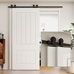 ETIASQSA 8FT/244CM Herraje para Puerta Corredera Kit Riel de hardware de puerta de granero corrediza bypass Sistema Estilo en forma de T
