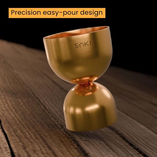 Image of SAKI Peg Measurer Jigger 30 & 60 ml | Cocktail Jigger, Shot Glass, Drink Measuring Bar Tool Double Side (Gold PVD Coated)|Stainless Steel