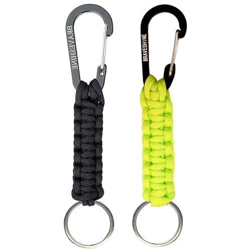 Image of BRAVESHINE Paracord Keychain Carabiner Clip, D Ring Lanyard Hanger Stroller Hook for Water Bottle, Key, Backpacks, Men, Women