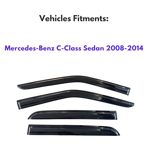 Image of KPY Rain Guards Fit for 2008-2014 Mercedes-Benz C-Class, Out-Channel Window Visors Vent Wind Deflectors 4PC, Car Accessories for 2008-2014 Mercedes Benz C200 C230 C250 C300 C350 C63