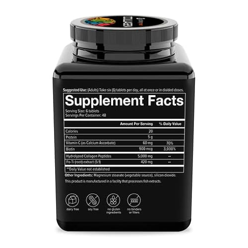 Youtheory Men's Collagen - 5,000 mg Collagen - Daily Collagen Supplements for Men - Hair & Skin Support* - Gluten, Soy & Dairy Free - 290 Tablets - Thumbnail 5