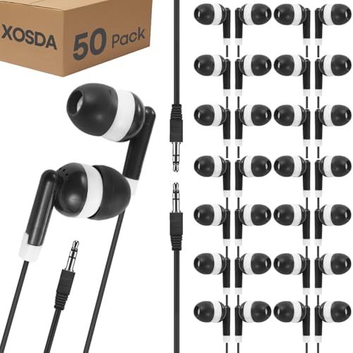XOSDA 50 Pack Bulk Earbuds Headphones for Kids Classroom...