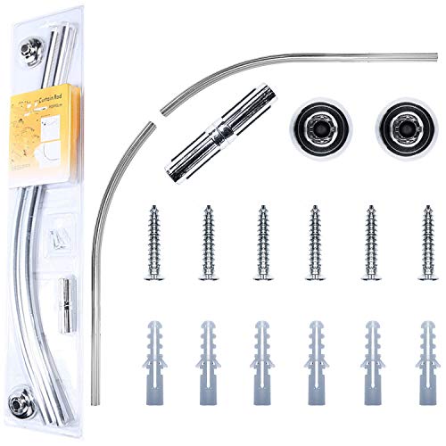 Satisfounder Curved Shower Rod Rustproof Aluminum Alloy Wall Mount Corner Bathroom Shower Curtain Rod Covers Wall Area Of 35 To 35 Inches, Arc Radius 16 Inches #TOP3