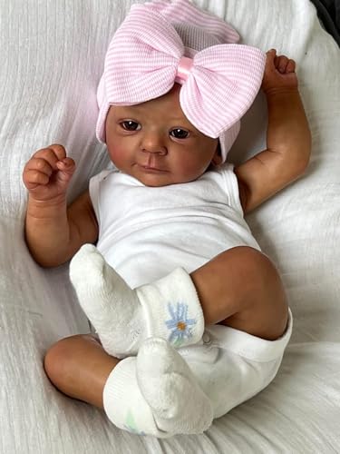 Muñeca Reborn Bebé Negra 46 cm Realista Cuerpo Suave miniatura 1