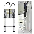 LIQNGWNG Extendable Ladder Telescoping Ladder with Detachable Hooks 6M/5M/4M/3.0M/2M/1M, Aluminum Extension Telesladders for Loft Rv Attic Outdoor Work, Load 150Kg/5.5M/18Ft