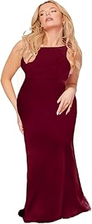 فستان طويل للنساء بدون اكمام، لون احمر