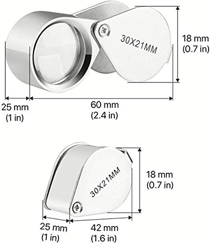 Kingmas FBA_FD089 Pocket Jewelry Loupe 30X 21Mm Jewelers Loop Eye Magnifying Glass Foldable Magnifier thumb #2
