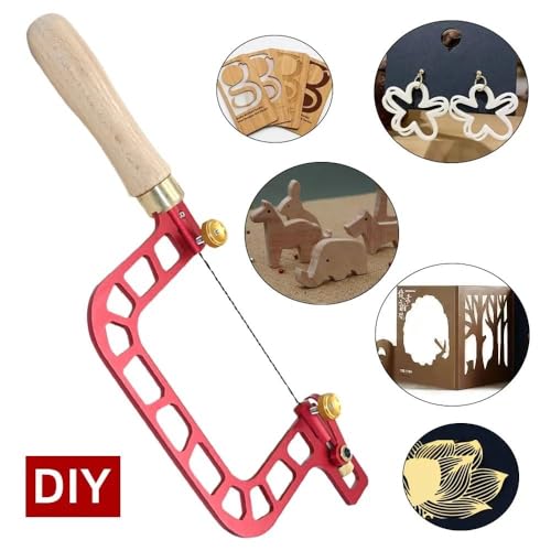 TOOSOAR Laubsäge,mit Sechskantschlüssel und Ersatzblatt,multidirektionales Schneide-Handwerkzeug, Laubsäge für Holz, Kunststoff, Gummi, weiches Metall(4in)