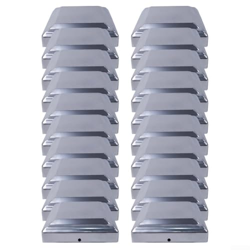 Oniissy Silberne Zaunpfostenabdeckungen, 101 x 101 mm, für 10,2 x 10,2 cm Holzpfosten, wetterfester Stahlschutz für Gartenzaun und Terrassenpfosten mit einfacher Schraube, 20 Stück