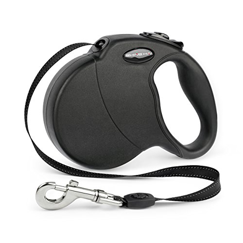 SHINE HAI Correa de Perro retráctil, 40,64 cm, Correa de Senderismo para Perro Grande y Mediano pequeño de hasta 28,26 kg, Sistema de Bloqueo de Rotura y Bloqueo, cordón Reflectante, Color Negro
