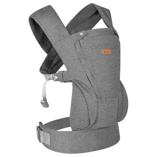 CUBY Ergonomic Soft Baby Carrier, Cozy Baby Wrap Carrier with Sunshade for Easily Adjustable, Soft Stretch Fabric Face-in and Face-Out Baby Carrier for Newborns and Toddlers 7-25lbs(Grey)
