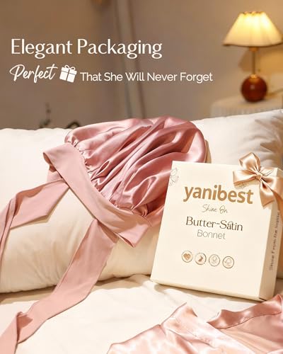 YANIBEST Adjustable Silk Bonnet for Sleeping Women Double Layer Satin Bonnet Reduce Friction Prevent Frizz Curly Hair