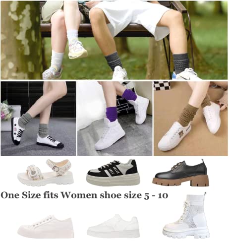 Flydo Womens Slouch Sock Scrunch Socks Soft Long Boot Socks For Women Stacked High Sock 2 Pack White #TOP6