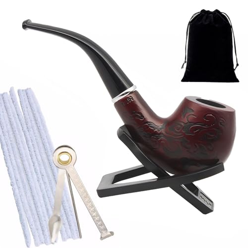 Tabakpfeife Pfeife Rauchen Tabakpfeife Set Pfeife Tabak Holz Pfeifen Set Holz Tabak Pfeifen Exquisites Vintage-Pfeifenset und Schwarzer Samtbeutel Geschenke für Pfeifenraucher
