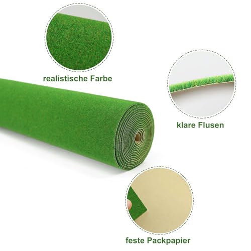 Tapis de pelouse modélisme chemin de fer 200 x 41 cm gazon synthétique vert Evemodel