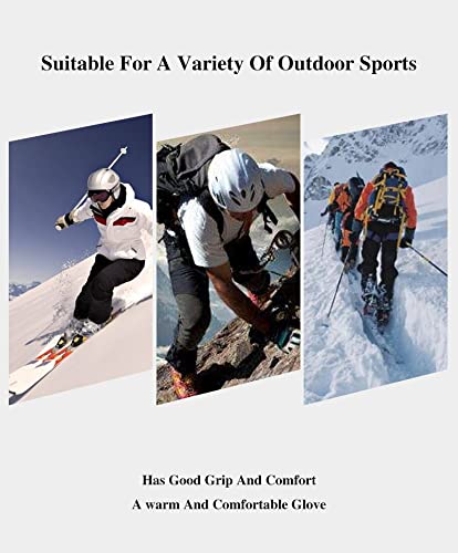 Men Women Winter Ski Gloves Outdoor Warm Fleece Touch Screen Skiing Cycling Gloves (Color : A, Size : One Size) (A One Size)