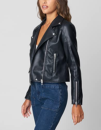 [BLANKNYC] womens Vegan Leather Moto Jacket With Removable Hood, Comfortable & Stylish Coat3