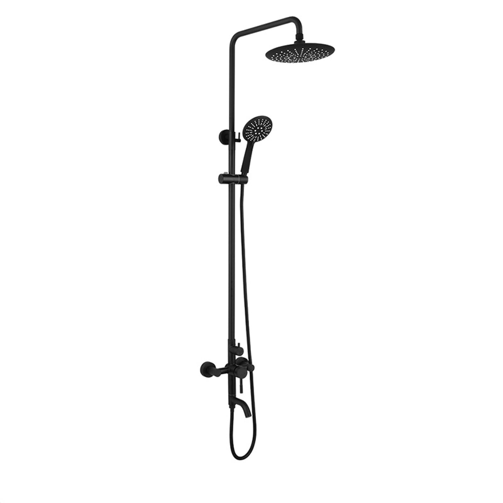 Junyuan Bathroom Large Shower 304 Stainless Steel Black Hot and Cold Dark Shower Set Round