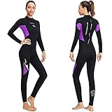 Joysummer 3mm Neoprenanzug für Damen - Thermal Neopren Volle Tauchanzüge EIN Stück Stretch Bademode Reißverschluss Hinten UV-Schutz Langarm zum Schnorcheln Scuba Tauchen Schwimmen Surfen - XXL