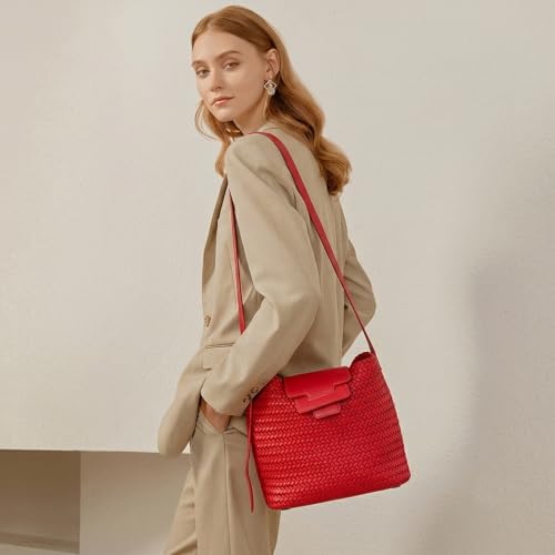 Image of JINMANXUE Woven Tote Bag For Women,Travel Shoulder Bag, Large Hollow Beach Soft Satin Handbags Hand-woven Satchel Clutch