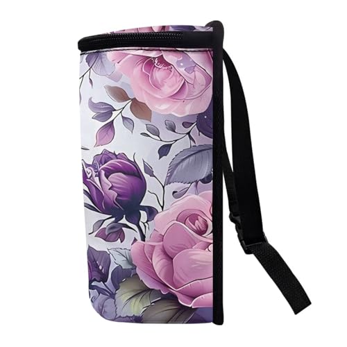 Image of Talayituse Hummingbird Rose Flower Print Car Trash Can with Adjustable Straps, Car Trash Bag Bin Car Garbage Bag Multipurpose Storage Box for Vehicle Travel Camping Picnicing