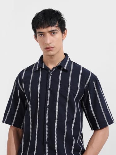 The Indian Garage Co Men Boxy Fit Textured Resort Shirt - Image 5