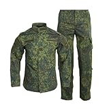 ACU II Tactical Training Suit, Military Style Camouflage Uniform Set, Long Sleeve Jacket and Pants, Windproof Outdoor Wear (little green men, large)