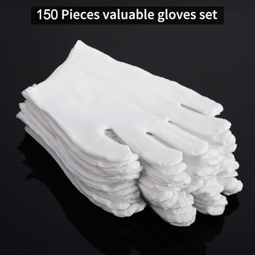Image of SATINIOR Cotton Gloves Bulk Stretchy Work Inspection Gloves for Women Men Dry Hands Handling Art Coin Jewelry