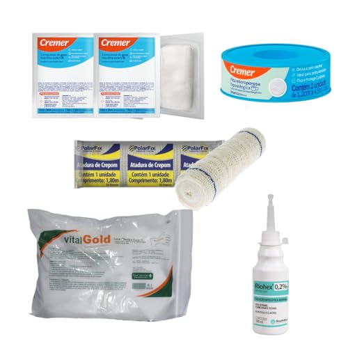 Kit Curativo Essencial, para Primeiros Socorros, com Gaze, Luva, ...