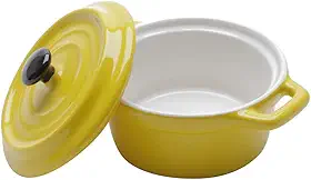 WOLFF - Mini Caçarola de Porcelana Black Lid Amarela 13cm x 10cm x 8cm 150ml