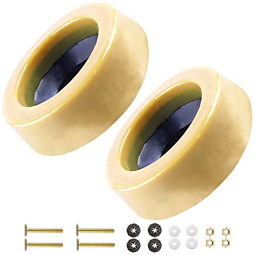 Wax Ring Toilet Kit,includes Flanges and Bolts for reinstalling the toilet,Fits 3-inch or 4-inch Waste Lines(2 PCS)(Extra Thick).