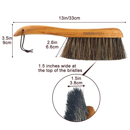 Amerwash Plus Counter Brush For Furniture, Drafting, Patio, Bed, Fireplace, Woodworking Cleaning, Horsehair Bristles Duster Wooden Handle Shop Brush, Hand Broom Brush - 2 Pack #TOP6