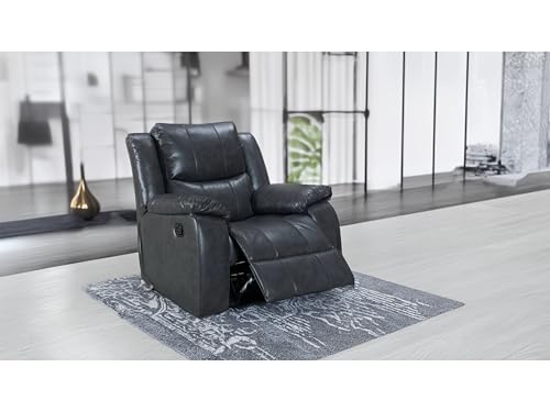 Image of Abode Homez Leatherette Fabric Manual Recliner | 1 Seater Sofa | Single Sofa Recliner | 1 Seater Chair Sofa | 1 Year Warranty (Finish Color - Grey)