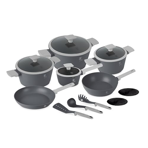 Berlinger Haus Aspen Collection 15-Piece Titanium Coated Cookware Set - High Quality Cookware for All Hob Types, Durable and Easy Care