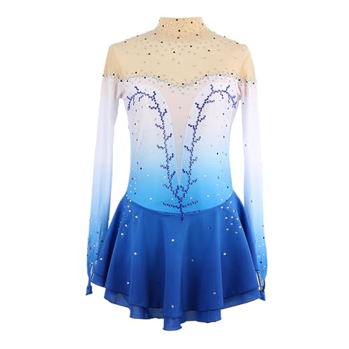 Vestido Feminino Gradiente Para Patinação No Gelo, Performance De Competição Para Adultos, Gola Alta