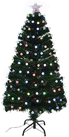 SHATCHI 2Ft-7Ft Fibre Optic Artificial Christmas Multicolor LEDs Pre-Lit Green Xmas Tree with Stand Base Festival Seasonal Holiday Home Decorations, PVC, 6ft