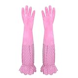 EINVARIOUS 1Pair PVC Rubber Gloves for Kitchen Dishwashing Clean Tool Warm Long Velvet Work Safety Accessories