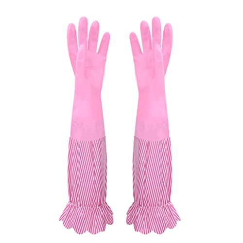 EINVARIOUS 1Pair PVC Rubber Gloves for Kitchen Dishwashing Clean Tool Warm Long Velvet Work Safety Accessories